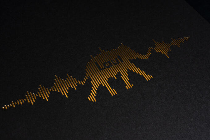 Heißfolienprägung in Gold auf scharz