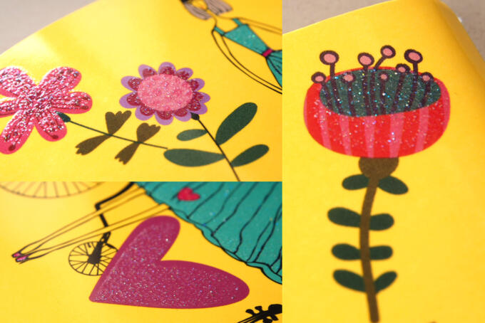 Glitterlack Silber auf Broschüre