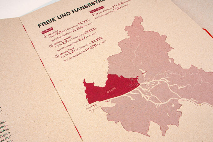 Graupappe bedruckt offen Fadenheftung rote Fäden